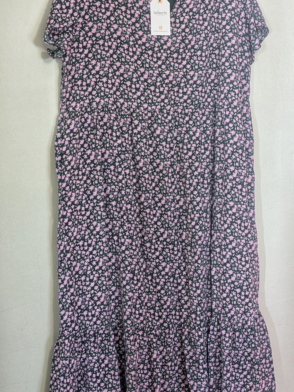 Inherit Green Dress with Pink Floral Print